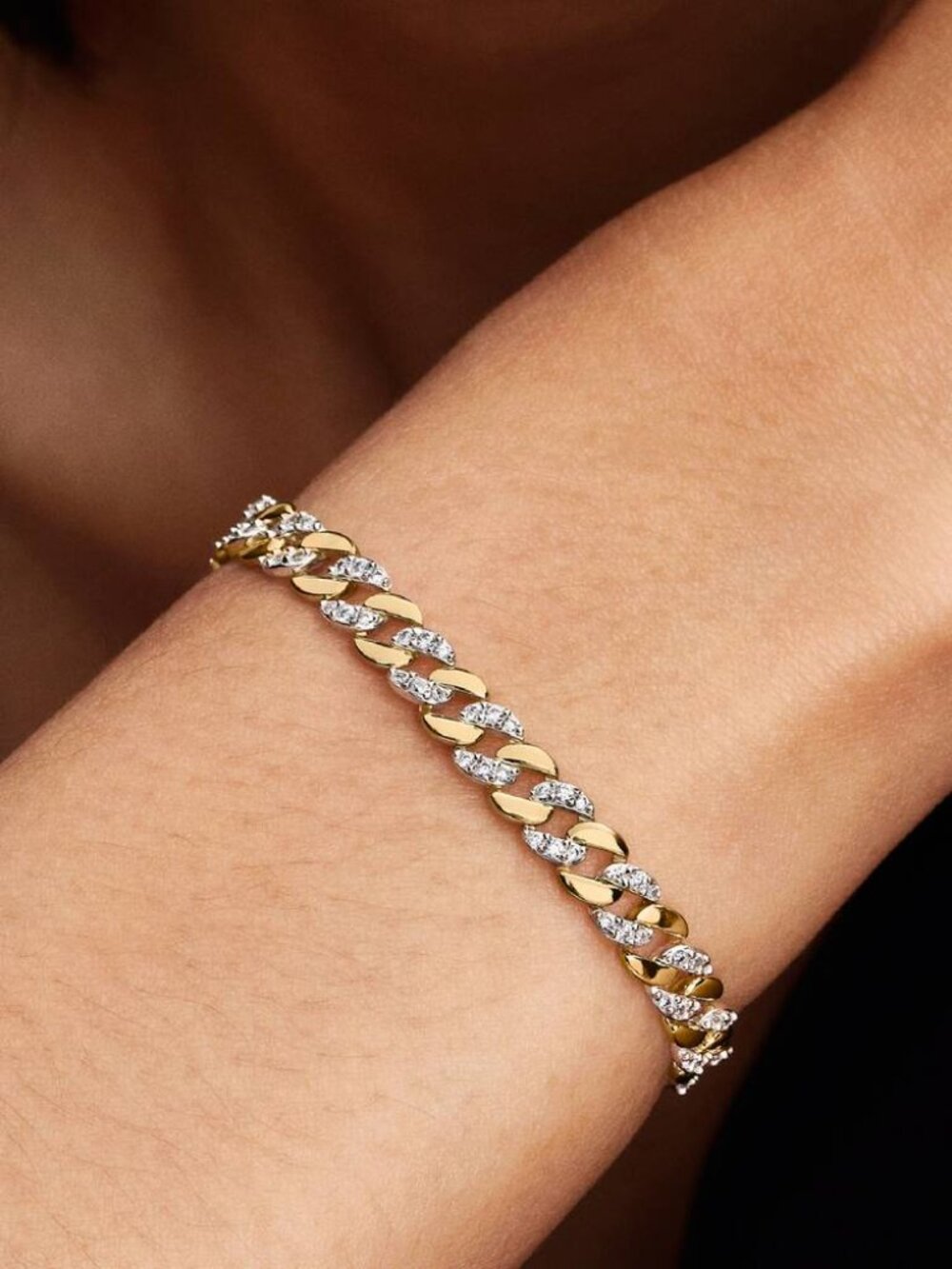 Pandora Two-tone Pavé Cuban Chain Bracelet